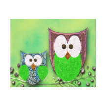 Mum and son owls canvas print