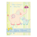 Mum & Baby Elephants Baby Boy Baby Shower Invites