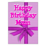 Mum Birthday pink chequered gift card