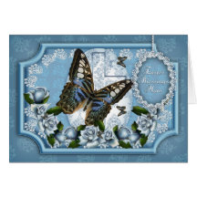 Mum, Butterfly And Rose Easter Greeting Card