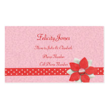 Mum & Children Business Card - Red Ribbon & Flower