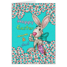 Mum & Dad Easter Card With Easter Bunny And Eggs