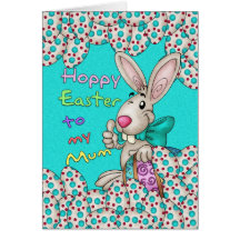 Mum Easter Card With Easter Bunny And Eggs