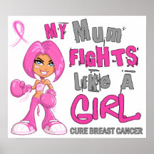 Mum Fights Like Girl Breast Cancer 42.9.png Print