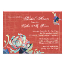Mum in Red Floral Bridal Shower Invitations