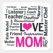 Mum is Love - Mother's Day Appreciation Square Stickers