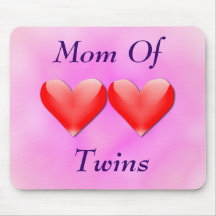 Mum Of Twins Double Hearts Mousepad (pink)