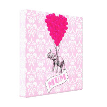 Mum with pink elephant canvas prints