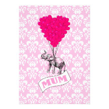 Mum with pink elephant custom announcement