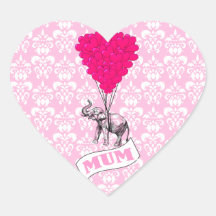 Mum with pink elephant heart stickers