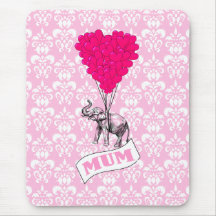 Mum with pink elephant mouse pads