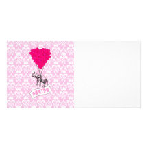 Mum with pink elephant photo greeting card