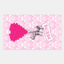 Mum with pink elephant rectangle sticker