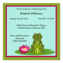 Mummy and Baby Frog Theme Baby Shower Personalized Announcement