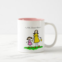 Mummy and Me Little Girl (Brunette - Custom Names) Coffee Mug