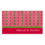 Mummy Calling Card Green Pink Modern Dots Business Card Template