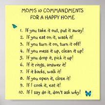 Mum's 10 Commandments Poster