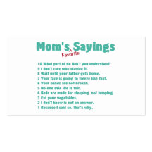 Mum's favourite sayings on gifts for her. business card template