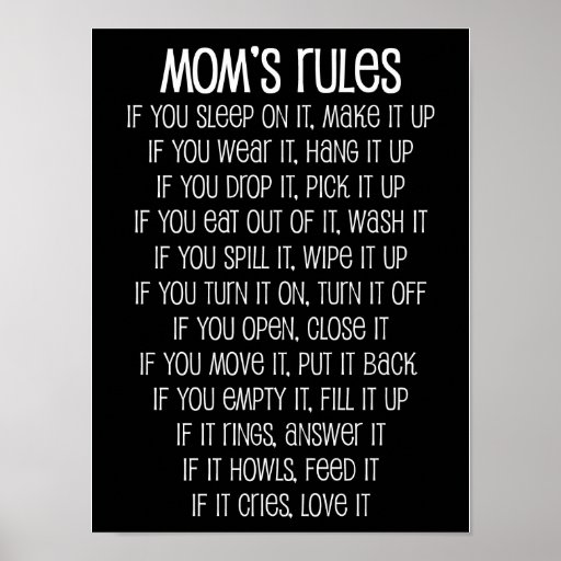 Mum's Rules Poster Zazzle
