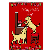 Mum's Yellow Lab Puppy Duo Cards