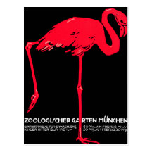 Munich Zoo Garden Flamingo Travel Art Post Cards