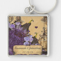 Muscial Vintage Eggplant Peacock Key Chain