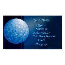 Music Business Card - Blue Disco Ball