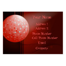 Music Business Card - Red Disco Ball