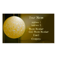 Music Business Card - Yellow Disco Ball