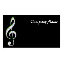 MUSIC Emerald and Diamond Treble Clef Business Cards