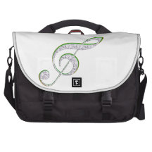MUSIC Emerald and Diamond Treble Clef Laptop Bags