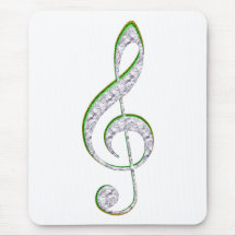 MUSIC Emerald and Diamond Treble Clef Mouse Pads