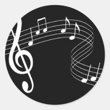 Music Flows White on Black  Sticker