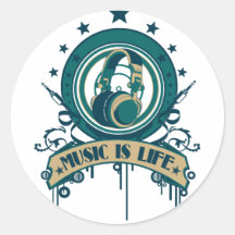 Music Is Life Round Sticker