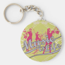 Music is Life T-shirts and Gifts Key Chains