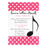 Music Note  birthday party invite cool pink dots