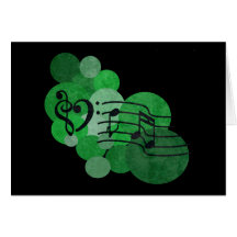 Music notes and polka dots – bright green cards