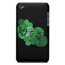 Music notes and polka dots bright green ipod case barely there iPod covers