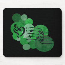 Music notes and polka dots – bright green mouse pad