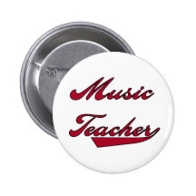 Music Teacher Red Pinback Buttons