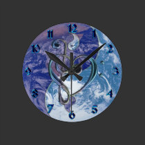 Music Treble Bass Clef Heart Yin-Yang Earth Clock wall clocks