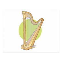 musical harp post card