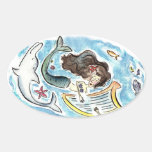 Musical Mermaid Oval Sticker