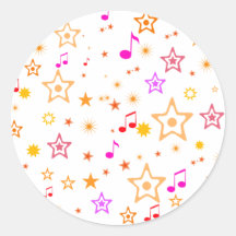 Musical Notes and Stars: Sticker