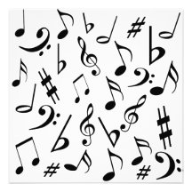 Musical Notes Customisable Invitation Black White