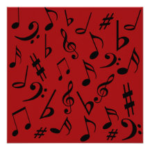 Musical Notes Customisable Invitation Red & Black