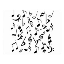 Musical Notes Postcard - White and Black
