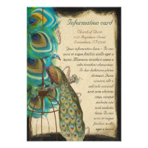 Musical Peacock Bird Cage Feather Wedding Invite