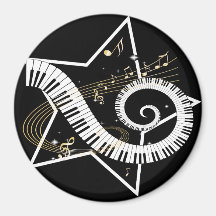 Musical Star golden notes Fridge Magnet