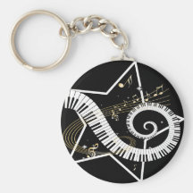 Musical Star golden notes Keychain